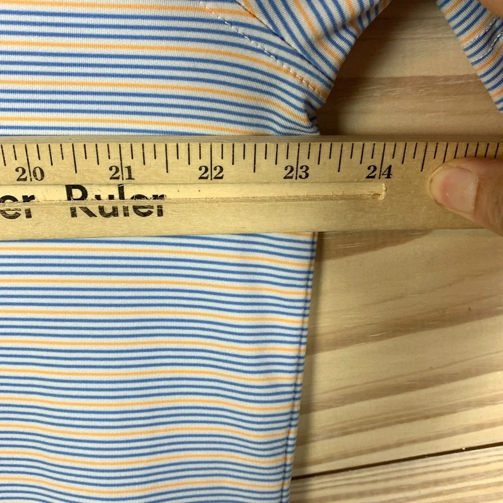 Straight‎ Down Polo Shirt Mens Large Striped Golf Performance Preppy